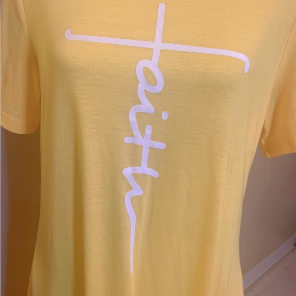 “Faith” Yellow T-Shirt Maxi Dress, Long w/Pockets - Picture 7 of 7